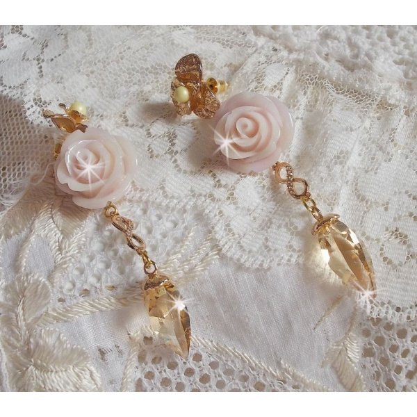 Gullbelagt Bell'issim Violet Pink BO med Swarovski krystaller og zirkonium