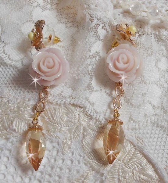 Gullbelagt Bell'issim Violet Pink BO med Swarovski krystaller og zirkonium