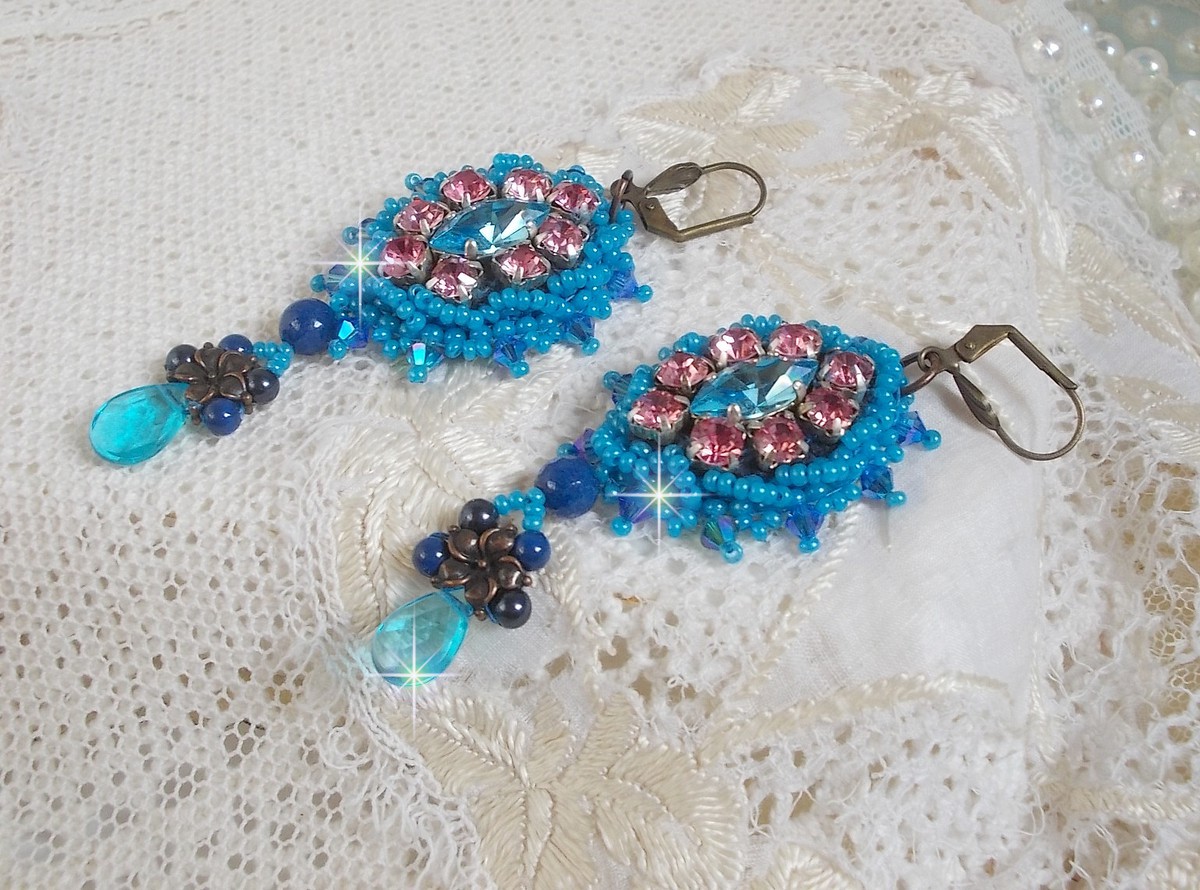 BO Belle Epoque brodert med Swarovski-krystaller, metallperler, runde perler og frøperler