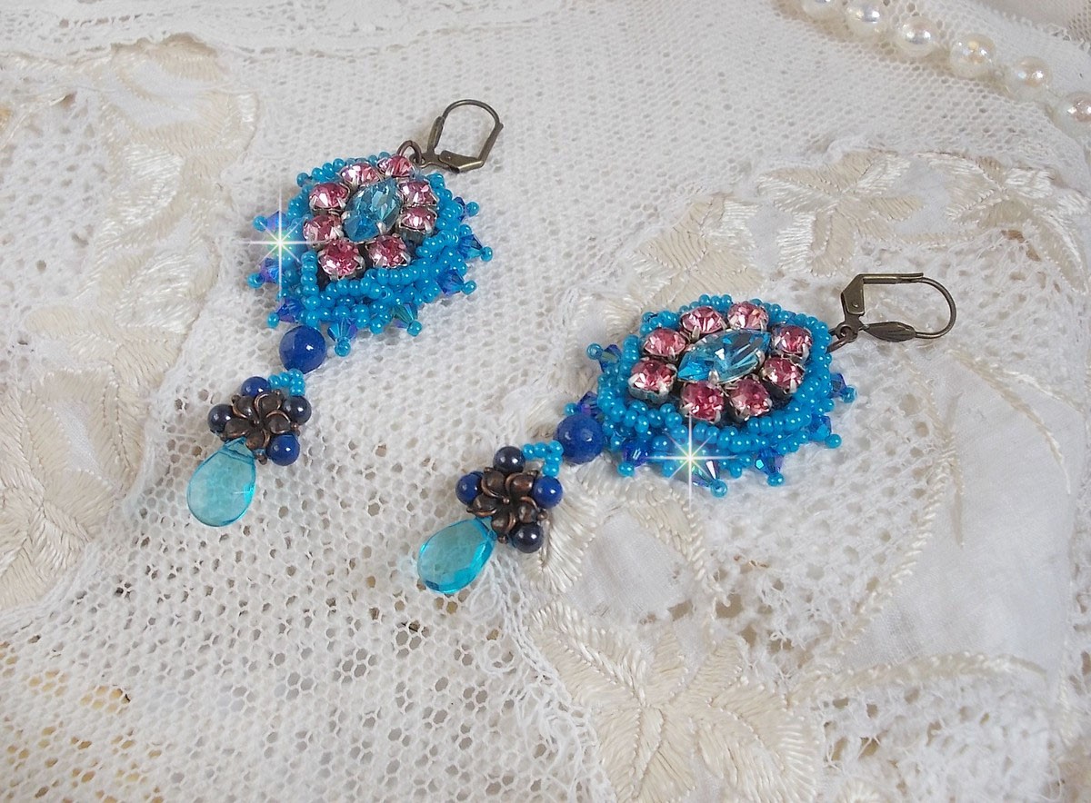 BO Belle Epoque brodert med Swarovski-krystaller, metallperler, runde perler og frøperler