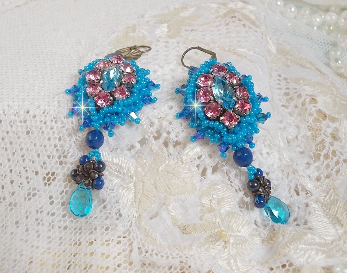 BO Belle Epoque brodert med Swarovski-krystaller, metallperler, runde perler og frøperler