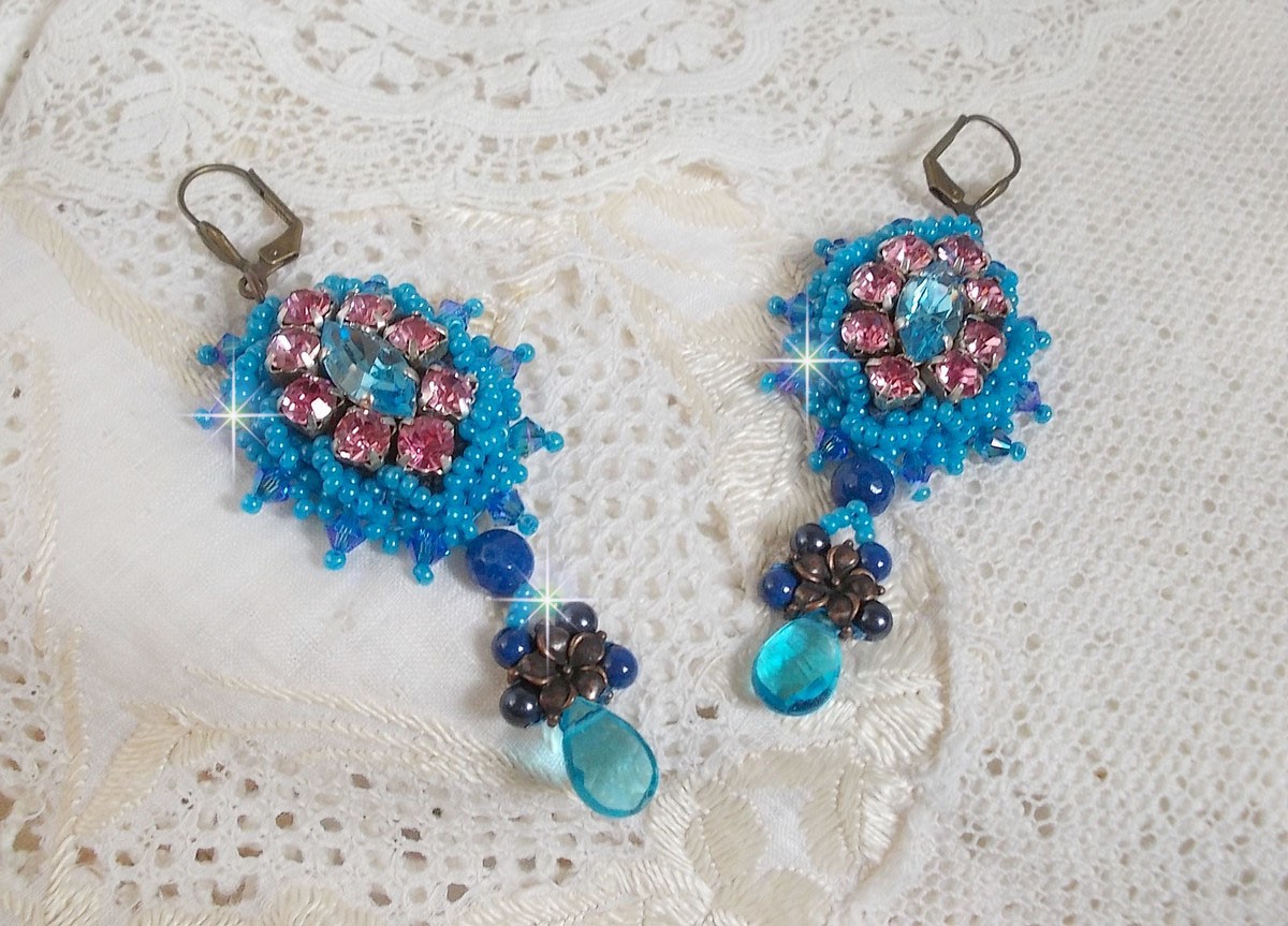 BO Belle Epoque brodert med Swarovski-krystaller, metallperler, runde perler og frøperler