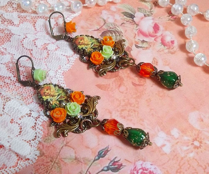 BO Fairy Aloes Pumpkin laget med forst&oslash;rrelsesglass cabochons, harpiks roser og krystaller