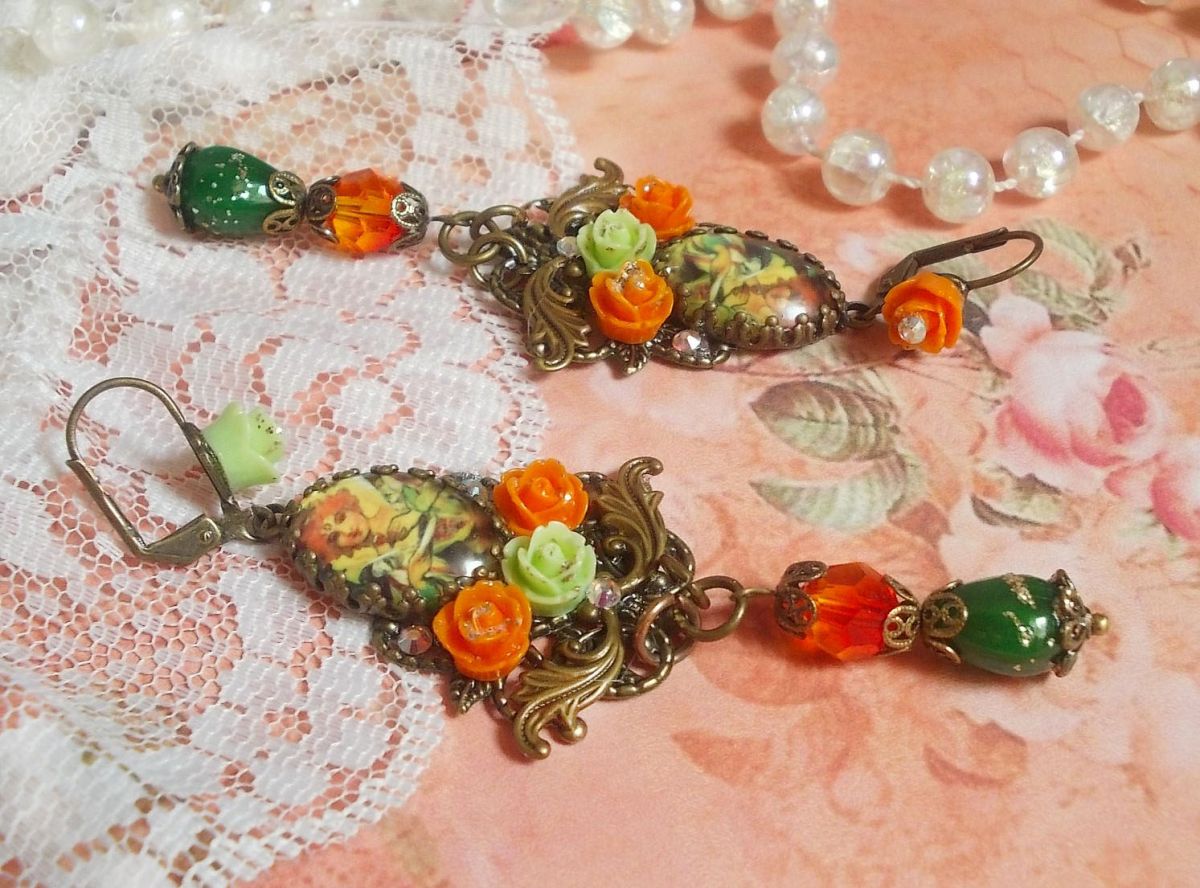 BO Fairy Aloes Pumpkin laget med forstørrelsesglass cabochons, harpiks roser og krystaller