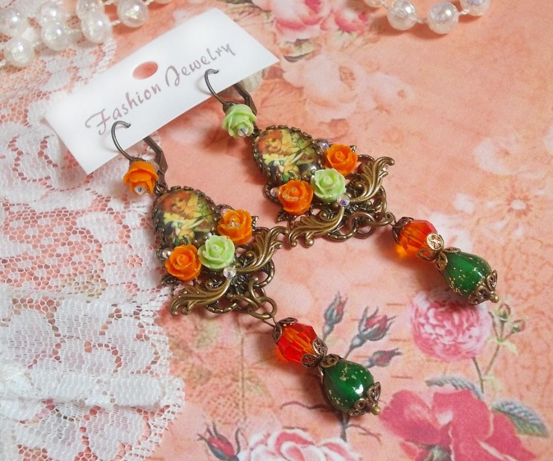 BO Fairy Aloes Pumpkin laget med forstørrelsesglass cabochons, harpiks roser og krystaller
