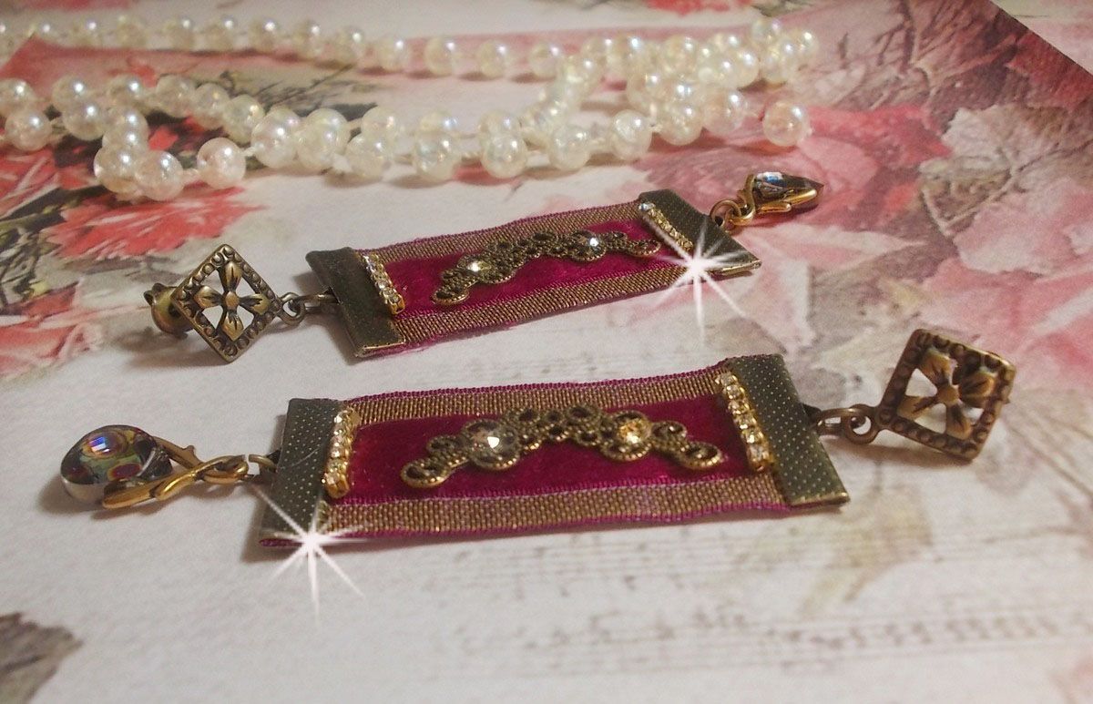 Vintage Arabesque BO laget med Bordeaux-fletter, Swarovski-krystaller og vakkert tilbehør 