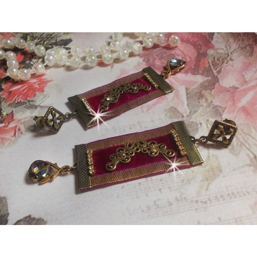 Vintage Arabesque BO laget med Bordeaux-fletter, Swarovski-krystaller og vakkert tilbehør 