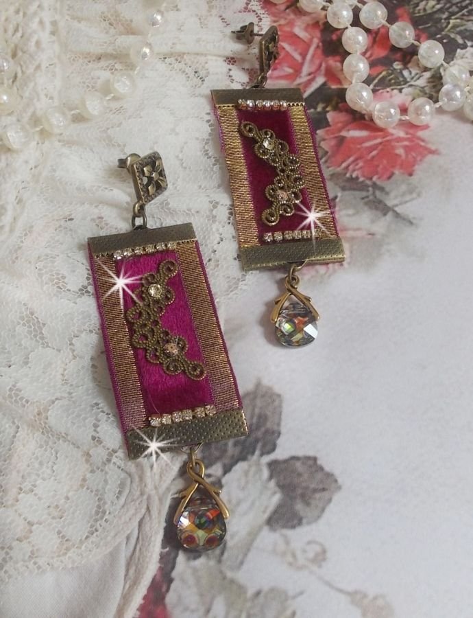 Vintage Arabesque BO laget med Bordeaux-fletter, Swarovski-krystaller og vakkert tilbehør 
