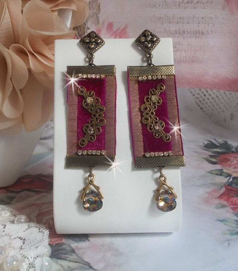 Vintage Arabesque BO laget med Bordeaux-fletter, Swarovski-krystaller og vakkert tilbehør 
