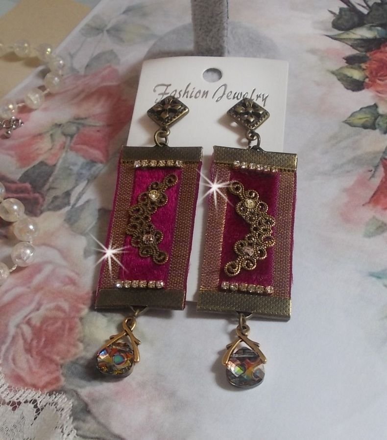 Vintage Arabesque BO laget med Bordeaux-fletter, Swarovski-krystaller og vakkert tilbehør 