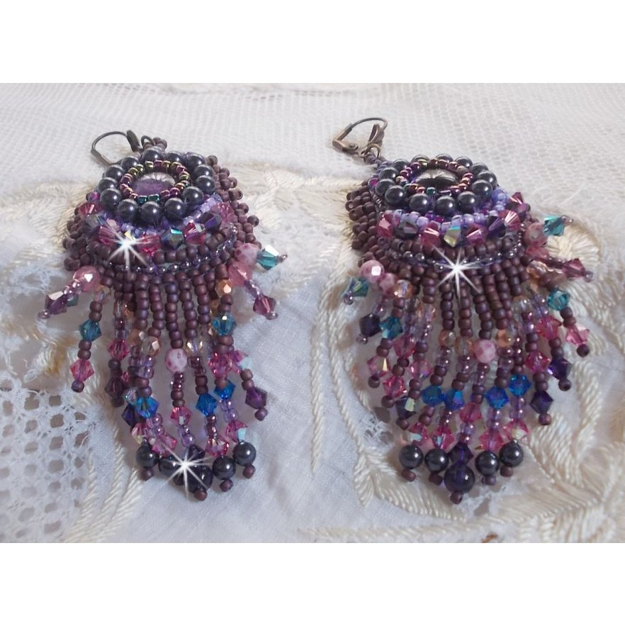 BO Esméralda brodées avec des perles de gemmes, cristal de Swarovski et perles très fines