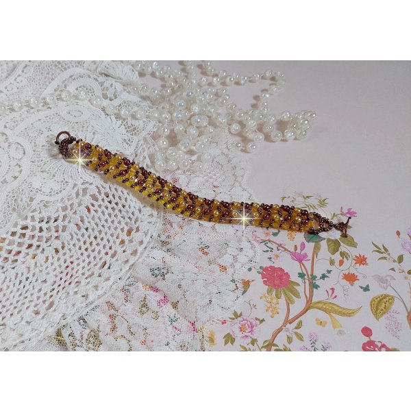 Soleil-perlearmb&aring;nd med glassperler og fasetter