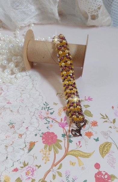 Soleil-perlearmb&aring;nd med glassperler og fasetter