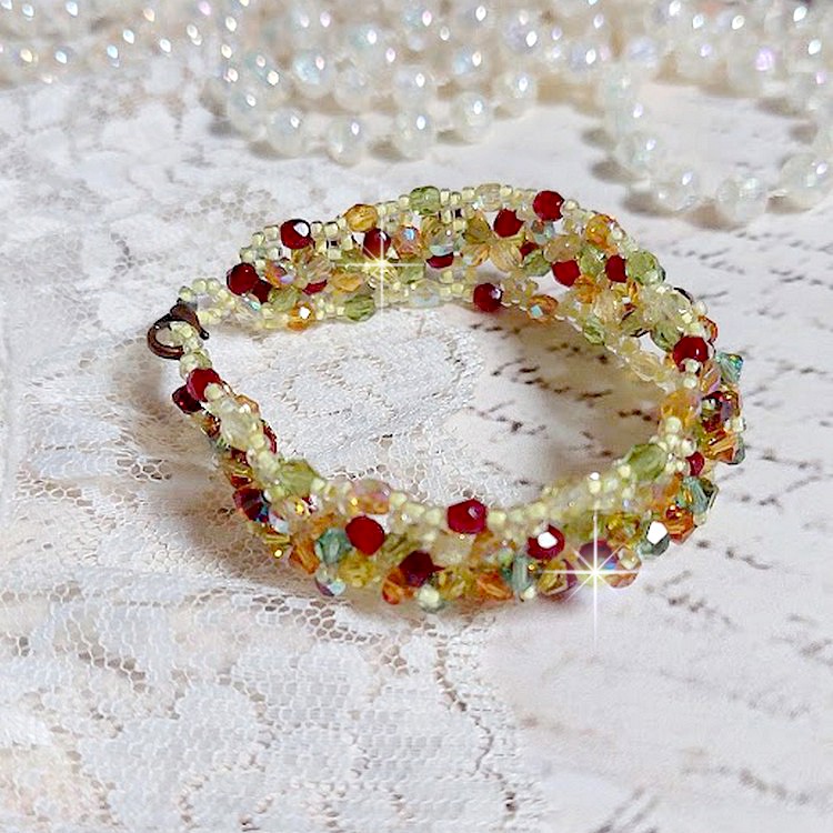Provençalsk armbånd med Swarovski krystall snurretopper og fasetter