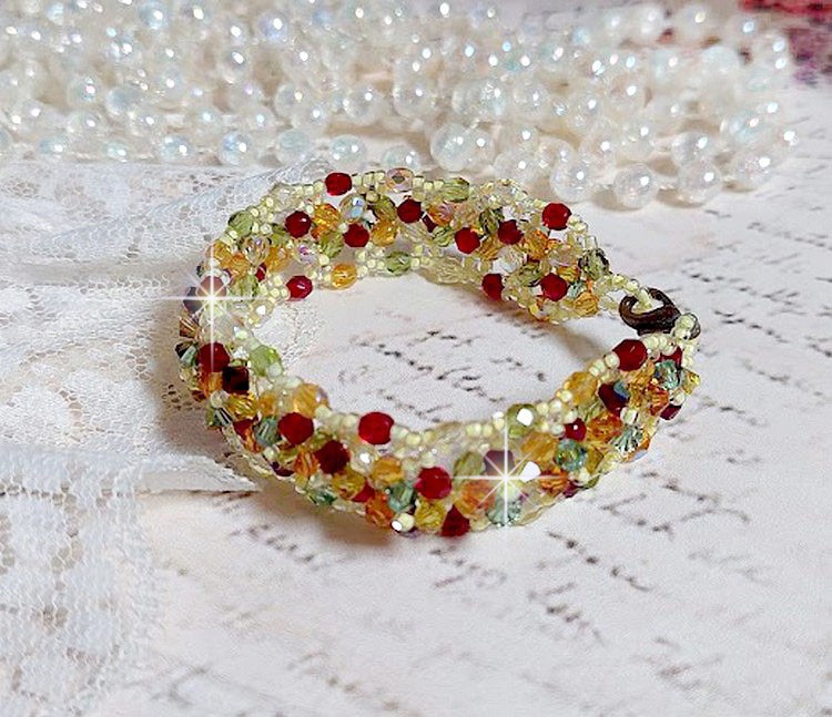 Provençalsk armbånd med Swarovski krystall snurretopper og fasetter