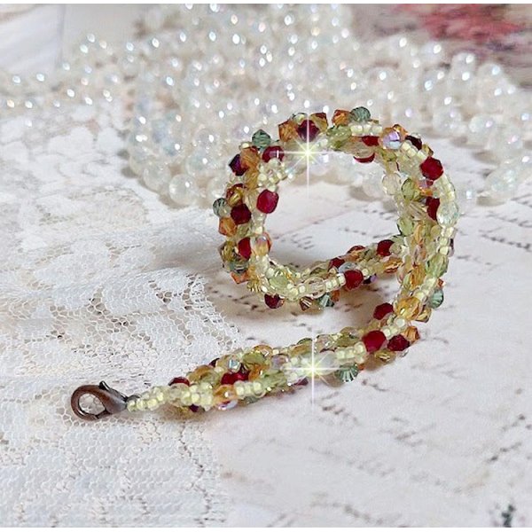 Provençalsk armbånd med Swarovski krystall snurretopper og fasetter