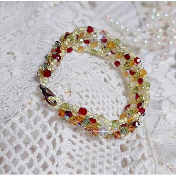 Provençalsk armbånd med Swarovski krystall snurretopper og fasetter