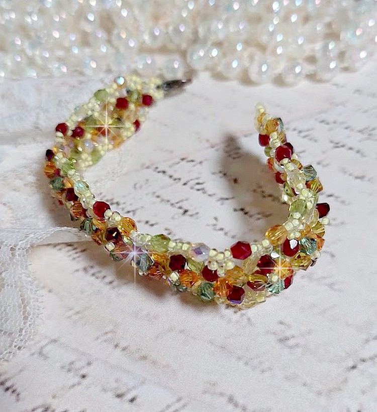 Provençalsk armbånd med Swarovski krystall snurretopper og fasetter