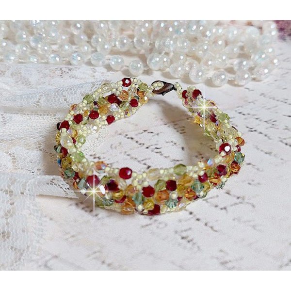 Provençalsk armbånd med Swarovski krystall snurretopper og fasetter