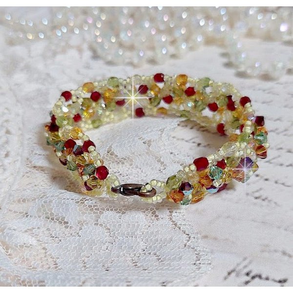 Provençalsk armbånd med Swarovski krystall snurretopper og fasetter