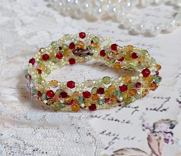 Provençalsk armbånd med Swarovski krystall snurretopper og fasetter