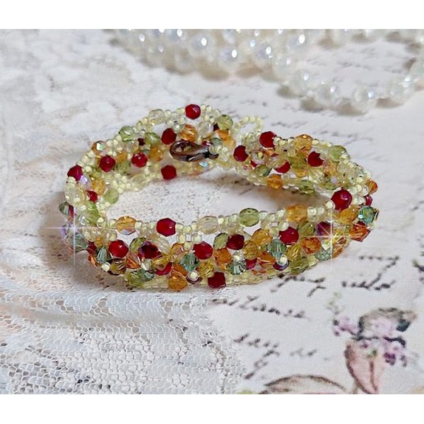 Provençalsk armbånd med Swarovski krystall snurretopper og fasetter