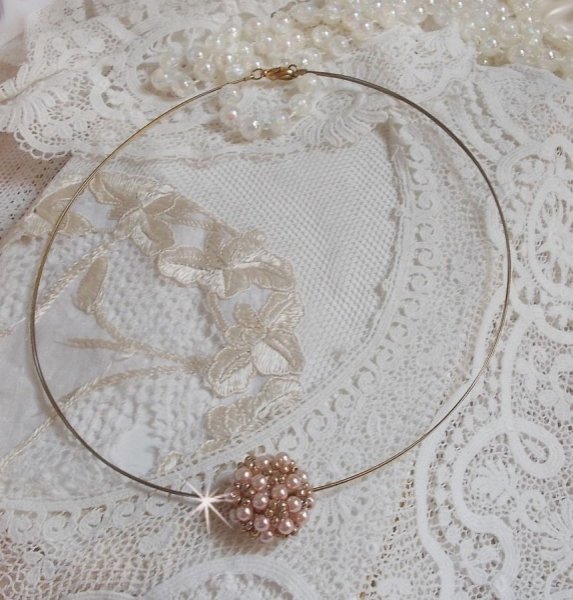 Perlekule anheng halskjede med Swarovski krystall perler