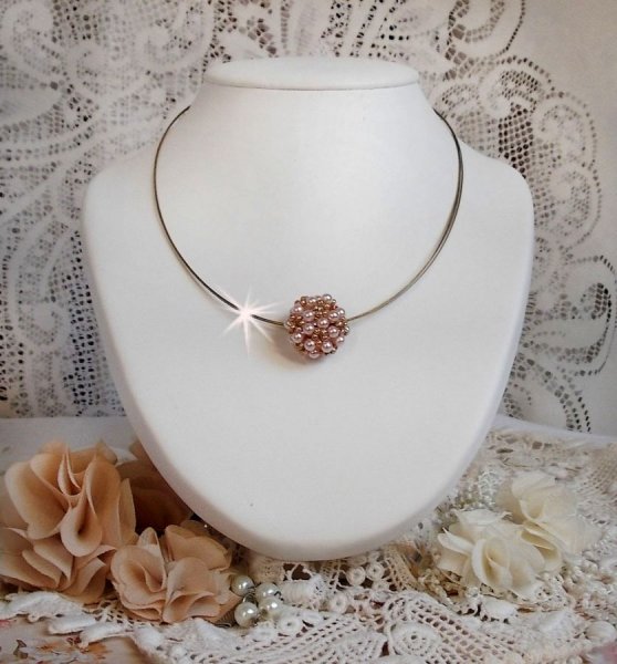 Perlekule anheng halskjede med Swarovski krystall perler