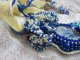 Haute-Couture Blue Palace halskjede med anheng med fargede frøperler og Swarovski-krystaller