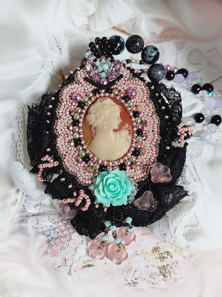 Anheng halskjede Marquise brodert med perleperler, en veldig vakker blonder, en overd&aring;dig juvel 