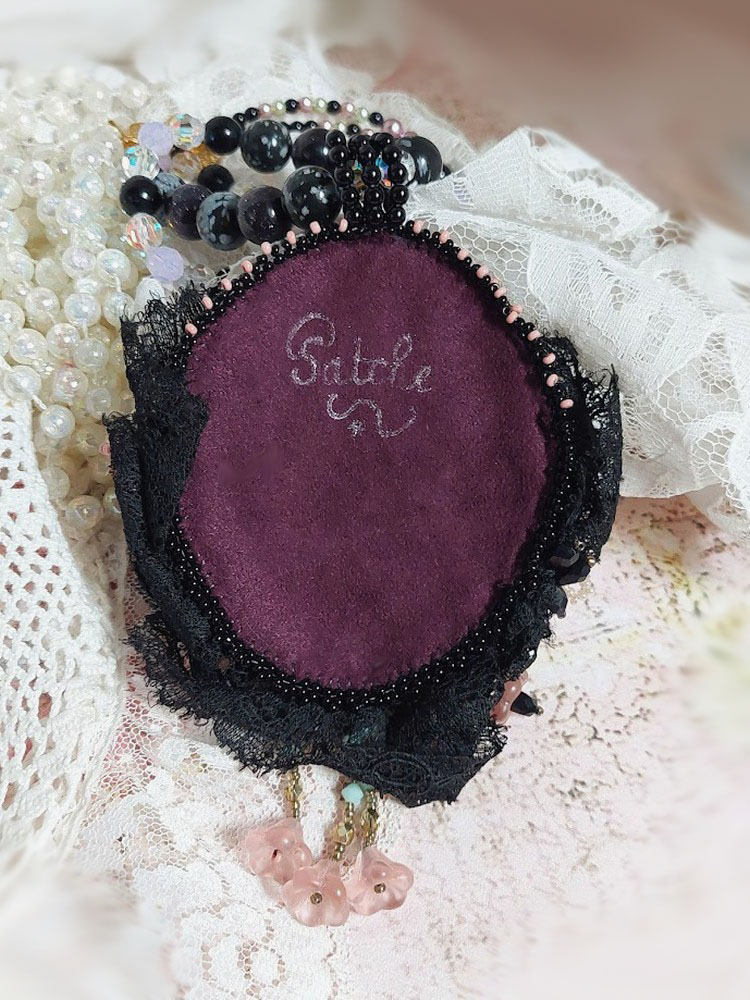 Anheng halskjede Marquise brodert med perleperler, en veldig vakker blonder, en overd&aring;dig juvel 