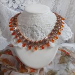 Rav halskjede med Swarovski krystallperler og fasetterte glassdråper