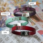 Koreansk kpop-fanarmbånd med navn i lær som du kan personliggjøre