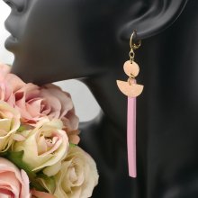 Solo lang dinglende ørering Rosa skinn eller valgfri farge
