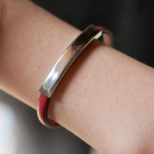 Metallstangarmbånd i lær, enkelt sving 