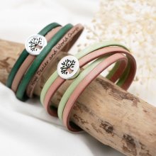 Livets tre armbånd på dobbelt skinn personliggjort med gravering