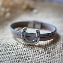 Duo-armbånd i lær og hesteskosløyfe som kan tilpasses for menn eller kvinner