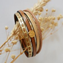 Mansjettarmbånd i gull til kvinne med livstreets cabochon i miniformat