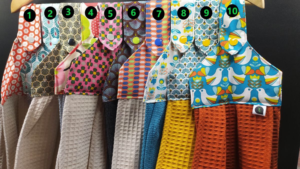 Torchon &agrave; clipser en tissu Oeko-Tex / pour mains, vaisselle, surfaces