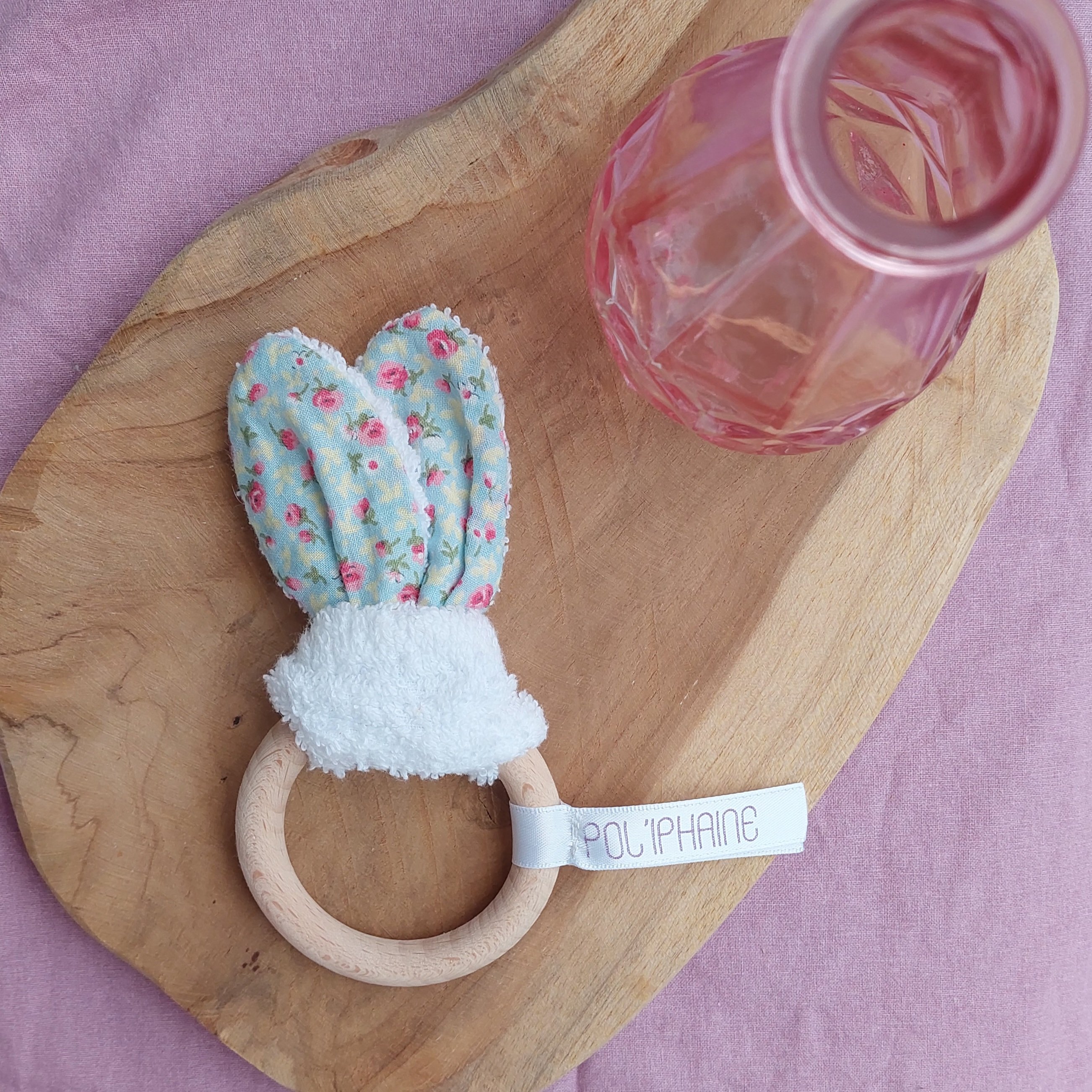 D&eacute;coration oreilles de lapin pour chambre de b&eacute;b&eacute; Bleu clair fleuri