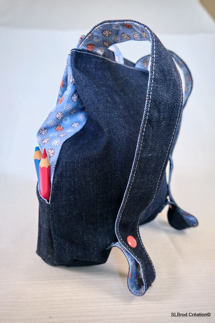 Brodert ryggsekk for barn med jeans-okse, kan tilpasses