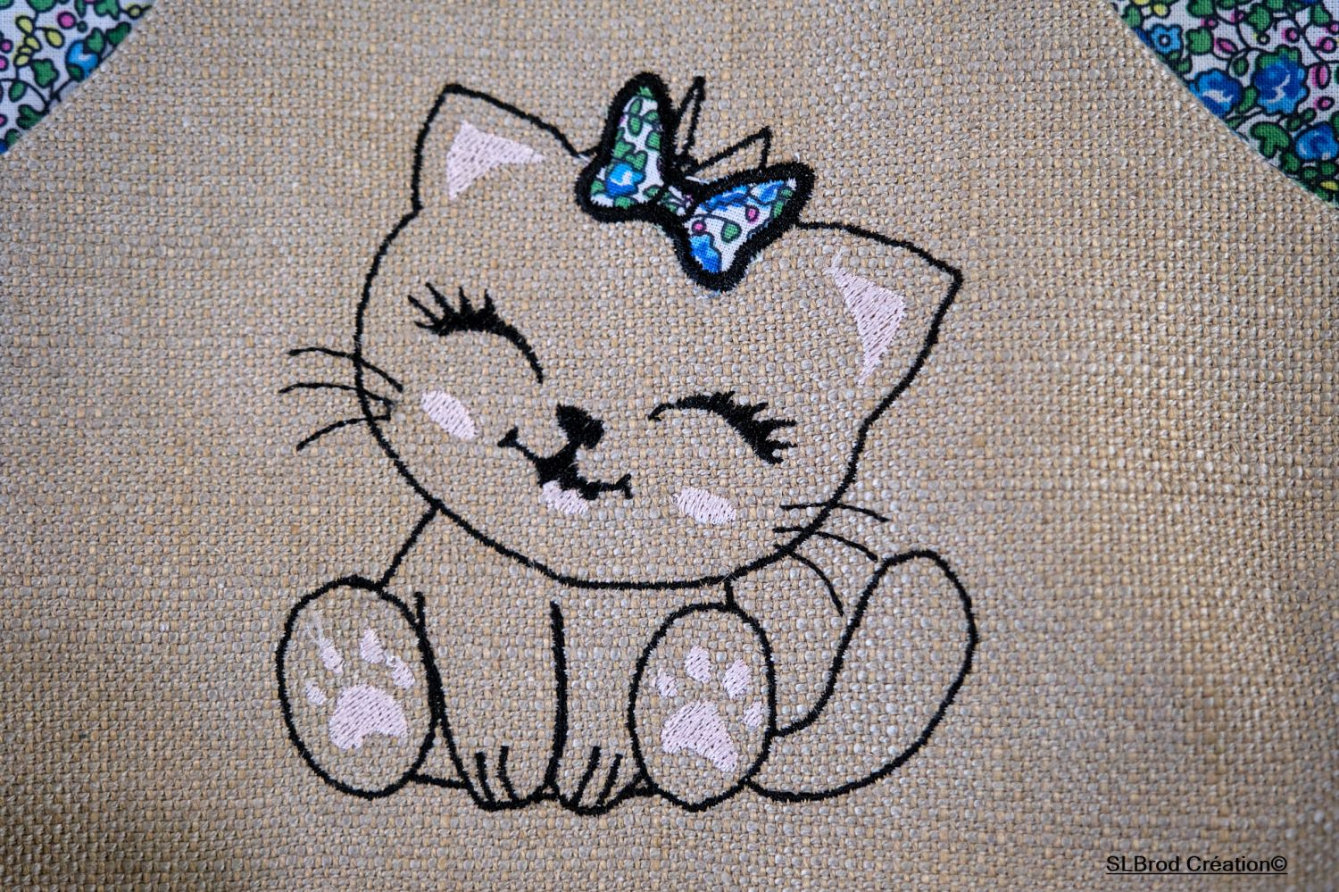Brodert ryggsekk for barn, kattunge som kan tilpasses