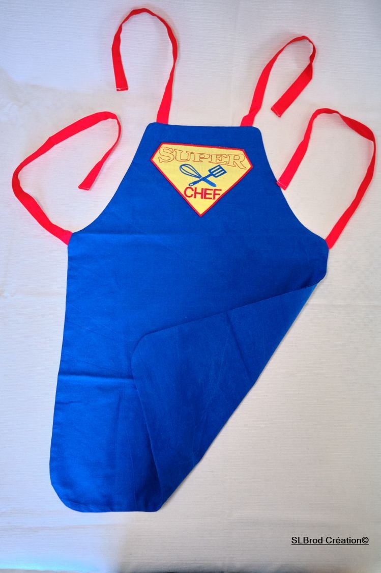 Barnas forkle brodert superkokk