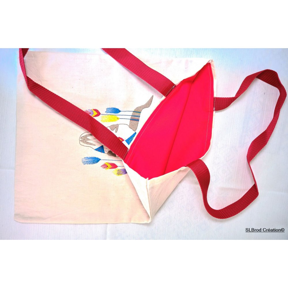 Brodert bøffelhode tote bag