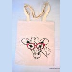 Brodert Tote Bag giraff røde briller som kan tilpasses