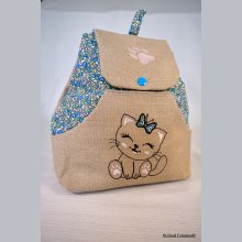 Brodert ryggsekk for barn, kattunge som kan tilpasses